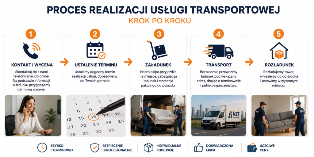Usługi transportowe Warszawa 4 Proces Realizacji uslugi transportowej